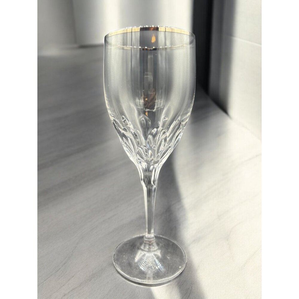Platinum rimmed Crystal Wine Glass 8 1/4" x  2 7/8"